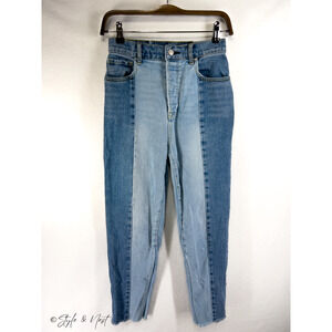 Pacsun Vintage Y2K High Rise Straight Two Tone Denim Festival Jeans Size 26
